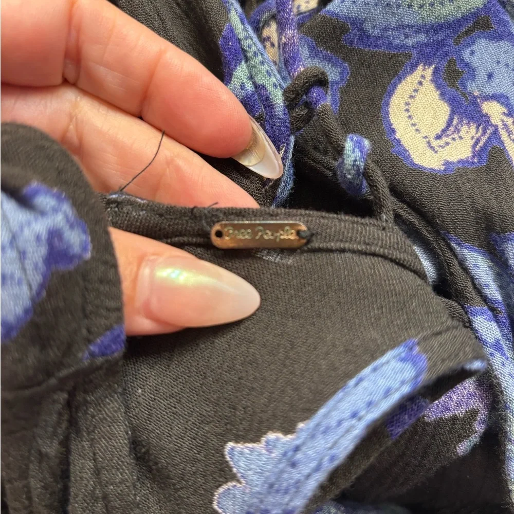 Free People Black Dress with Blue Floral Pattern - Picture 5 of 7